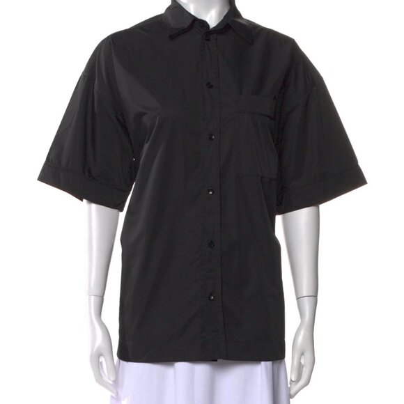 Phoebe Philo Cutoff Button Up Shirt in Black Technical Fabric - Picture 8 of 9